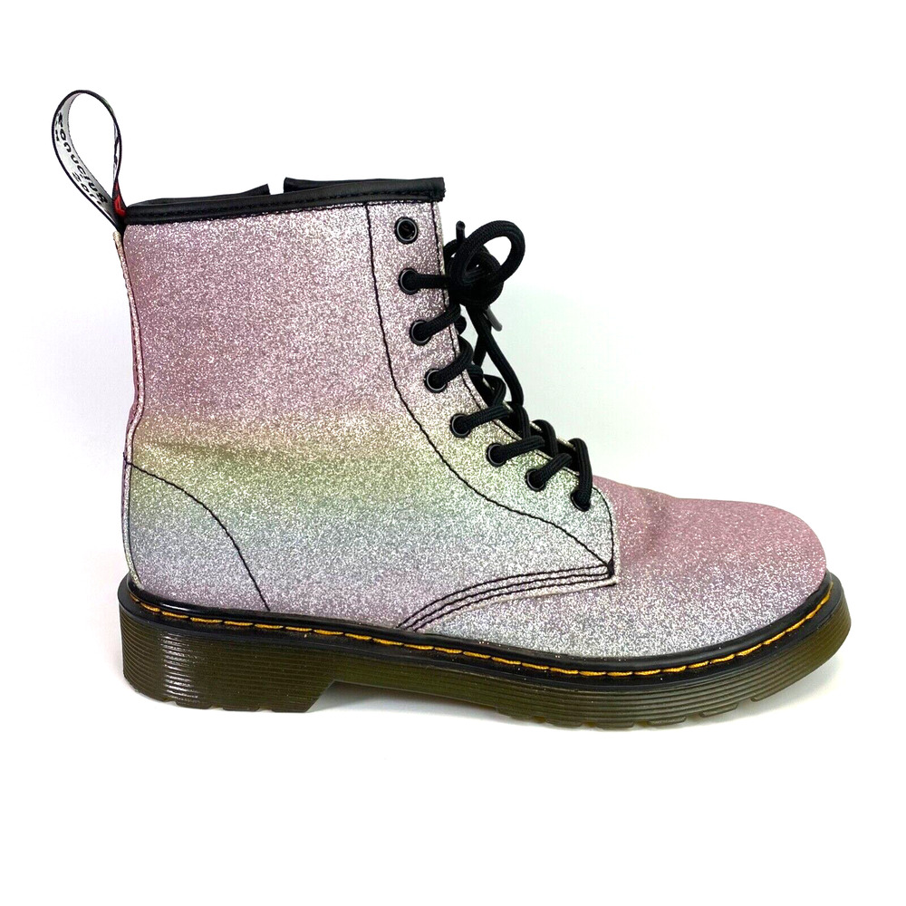 Doc Dr. Martens 1460 Silver Glitter J Boot AirWair Womens Size 5